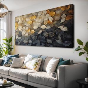 Wall Art For Living Room Large Size blue Abstract Golden leaf Canvas Wall Art Abstract 20"x40"Wall Decor Abstract Art Paintings Fantasy Colorful on White Background Modern Artwork Decor for Bedroom Bathroom