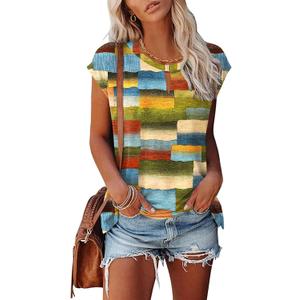 Kistore Women's Summer Casual V Neck Tank Tops Cap Sleeve Loose Fit Blouses Tunic Shirts (Yellow, XL)