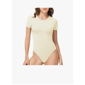 TNNZEET Bodysuits for Women - Black Bodysuit Women Tops Round Neck T Shirts for Women Fashion Body Suit Going Out Tops Size -Medium