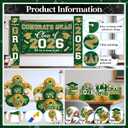 Green and Gold Graduation Decorations 2026 Set, All-in-1 Kit with Congrats Grad Banner Class of 2026 Backdrop Porch Sign Balloons Centerpieces Card Box Pom Poms Streamers for College High School