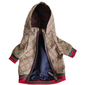 Dog Hoodie Luxury Winter Small Dog Jacket Clothes Classic Designer Warm Pet Coats Zipper Design Easy On/Off French Bulldog Teddy Pug Puppy Clothes, (Medium)