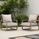 22x22 Outdoor Chair Cushions Set of 2, Waterproof Deep Seat Cushions for Patio Furniture with Removable Cover,Fade Resistant 4'' Outdoor Seat Cushion with Ties Handle for Sofa Couch,Cream Black Piping
