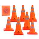 RoadHero 18 Inch 8 Pack Collapsible Traffic Cones, Multi Purpose Pop-up Orange Cones with Reflective Collar for Road Safety, Parking Cones for Sports, Driving Training, Size: 18 Inch