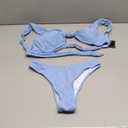 ZAFUL 2025 Cheeky Bikini Sets for Women High Cut Swimsuit Textured Ribbed Bikini Thong Bathing Suit Sky Blue S