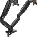 Amazon Basics Gas Spring Dual Computer Monitor Arm Mount, Adjustable, Holds up to 27" Monitors, Black