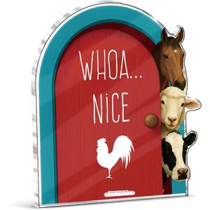 Funny Farmhouse Bathroom Decor - Funny Farm Animals Bathroom Sign for Restroom Shelves Toilet Tank Decor - Nice Rooster Sign, 4.7x5.5 inches