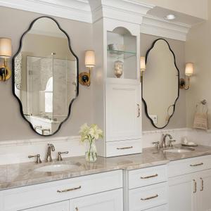 Scalloped Mirror for Bathroom - 20"x36" Black Bathroom Mirror with Aviation Aluminum Alloy Frame & Shatter-Proof Glass for Living Room Bedroom Entryway, Brushed Black Frame Scalloped Mirror for Bathroom - 20"x36" Black Bathroom Mirror with Aviation Aluminum Alloy Frame & Shatter-Proof Glass for Living Room Bedroom Entryway, Brushed Black Frame