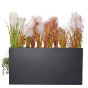 48x10x24IN Metal Planter Box Black Large Outdoor Planters with Removable Shelf for Plant Pots,Plants,Flowers,Privacy Planters for Patio,Front