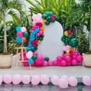 Flamingo Tropical Balloon Arch Kit for Luau & Pool Party Decorations - 143pcs Hawaiian Theme Pink Flamingo Balloons Garland Hot Pink Dark Green Aloha Summer Beach Birthday Supplies