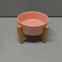 Elevated Ceramic Cat Bowl - Cat Food Bowl with Bamboo Stand - Raised Dog Dish for Puppies - Anti Vomiting, Stress Free - 13.5 oz / 400 ml - Pink (Small)