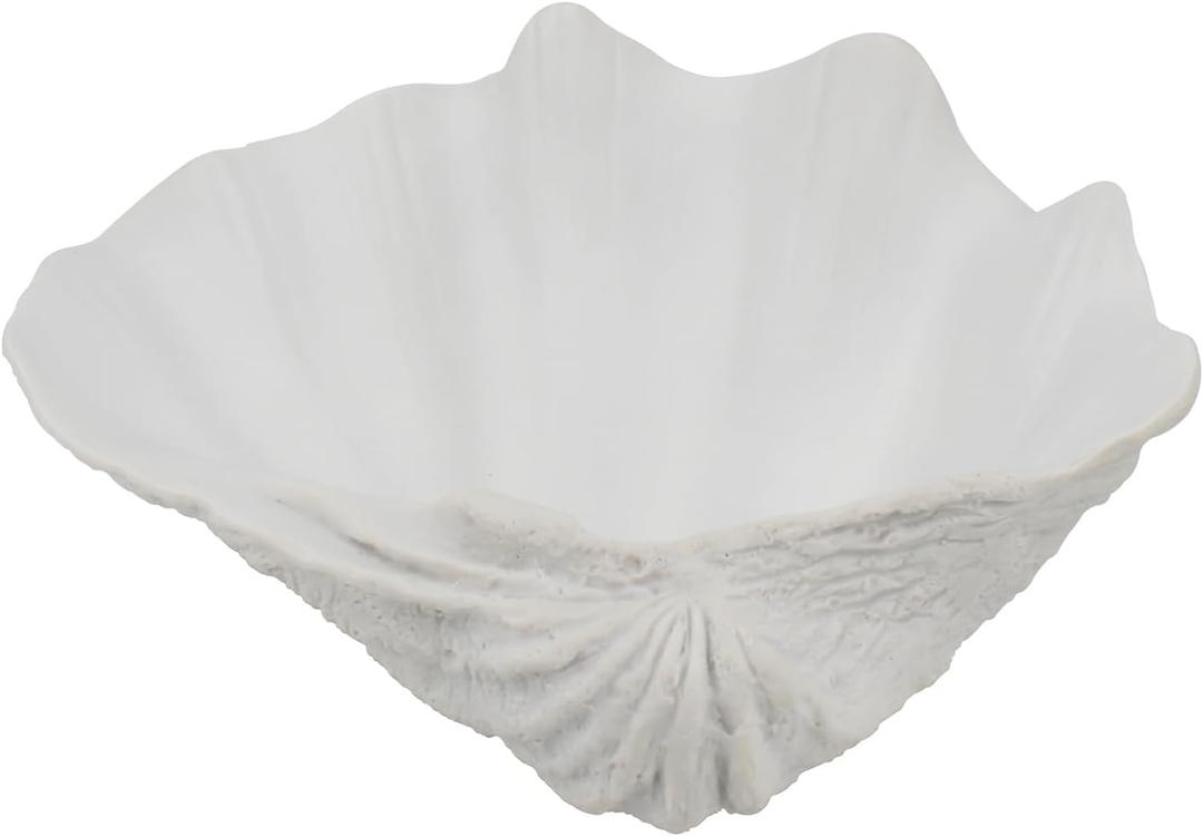 Small White Seashell Bowl,Scalloped Clam Shell Bowl for Wedding Party Nautical Beach Event Decor Coastal Decor Gift for Housewarming Beach House (8.5")