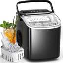 Antarctic Star Ice Makers Countertop with Handle, 9 Bullet Ice Cubes in 6 Mins, 26lbs/Day, Portable Ice Machine with Auto-Cleaning, Basket and Scoop for Home, Kitchen, Office, Party