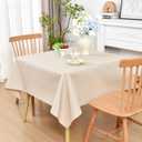Wolkemer Farmhouse Faux Linen Square Tablecloth 54 x 54 Inch - Water Resistant Table Cloth Washable Wipeable Table Cover for Home Kitchen Dining Wedding Party Banquet (Neutral)