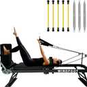 Pilates Reformer Machine Equipment with Springs & Cords for Home Workout, Foldable Pilates Equipment with Jump Board for All Level Users