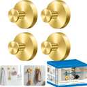 Herda Suction Cup Hooks Heavy Duty Wreath Hangers for Front Door, Stainless Steel Suction Cup Hooks for Shower, Glass, Windows, Walls Waterproof Drill-Free Towel Hooks, Holds Up to 15 Lbs-4 Pack, Gold