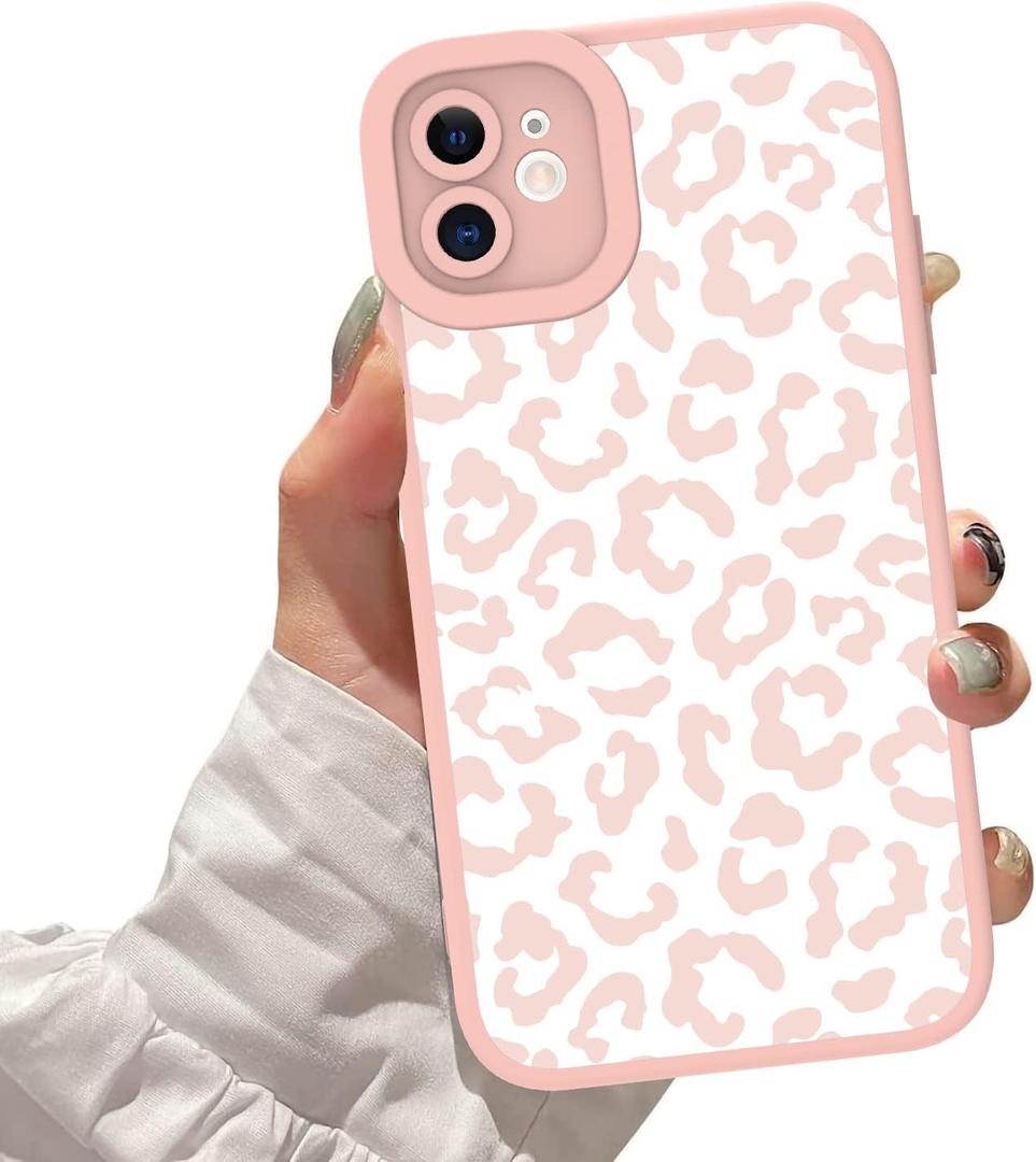 ZIYE for iPhone 12 Case Pink Leopard Pattern Phone Case with Camera Protection,TPU Silicone Rubber Protective Cover Cheetah Design Cases Compatible with iPhone 12 6.1 Inch