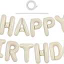 TONIFUL Cream White Happy Birthday Balloons Banner, 16 Inch Mylar Foil Letters Sign Bunting Reusable for Girls Boys Kids & Adults Decorations and Party Supplies