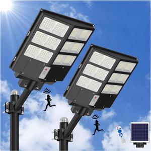 Solar Lights Outdoor 5000W Motion Sensor Flood Lights IP67 Waterproof Street Lights Dusk to Dawn 2 Pack