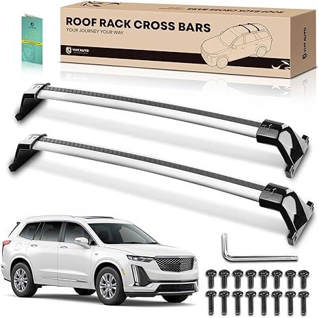 YHTAUTO Car Roof Rack Cross Bar Compatible with Cadillac XT4 2019-2024 w/Flush Rails Fixed Point, 165 Lbs Aluminum Alloy Cargo Bar for Rooftop Tent Kayak Bike Luggage Snowboard Ski Board Canoe