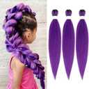 SuCoo Purple Braiding Hair Pre Stretched Synthetic Long Yaki Texture hair Extensions for Braids Purple Rumi Wig Halloween Costume Cosplay Party(26 inches)