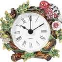 Mini Tabletop Clock, Decorative Vintage Floral Metal Table Clock with Battery Operated for Bedside, Table, Living Room, Home and Office (Burgendy With Green)