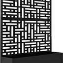 Oakland Living 6 ft. X 4 ft. Black Freestanding Metal Privacy Screen Room Divider with Flower Box