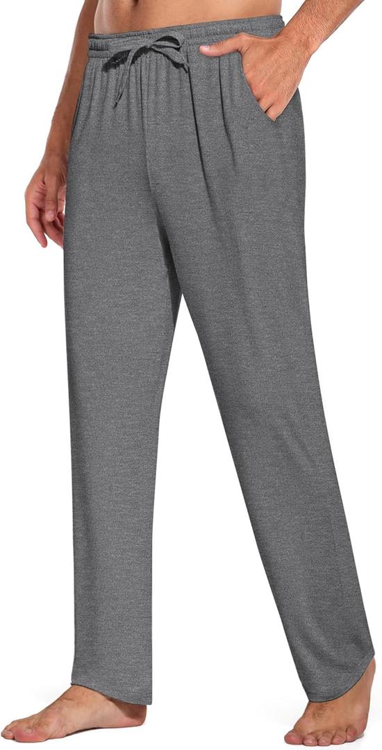 COOFANDY Men's Open Bottom Sweatpants Casual Yoga Pants Lightweight Jogger Lounge Pants with Pockets (Gray, XL)