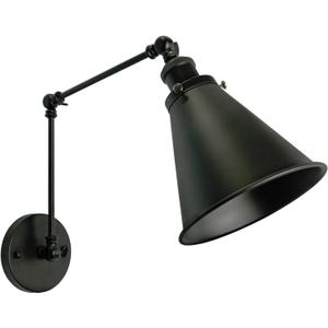 Industrial Black Finish Wall Sconce Arm Angle Adjustable E26 Base 1-Light Wall Lamp for Bedroom, Living Room, Study Room, Office