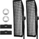 Godox 2-Pack 12x47/30x120cm Strip Softbox with Bowens Mount Speed Ring and Honeycomb Grid for Speedlite, Studio Flash, Monolight – Ideal for Portrait and Product Photography