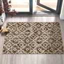 Wonnitar Moroccan Indoor Front Door Mat,32''x48'' Entrance Doormat Entry Rug, Washable Absorbent Non-Slip Dirt Resist Rug, Low-Profile Floor Carpet for Bathroom Entryway (Light Brown,32''x48'')