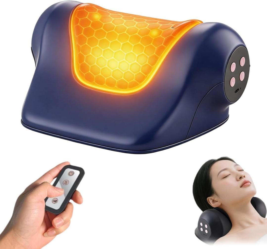 2026 Heated Neck Stretcher for Neck Pain Relief, Cervical Traction Device with 3 Customizable Modes, Red Light & Vibration, for Neck Shoulder Pain Relief Muscle Relaxation Home Office Use