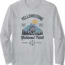 Vintage Retro Yellowstone National Park Hiking Long Sleeve T-Shirt (Small)