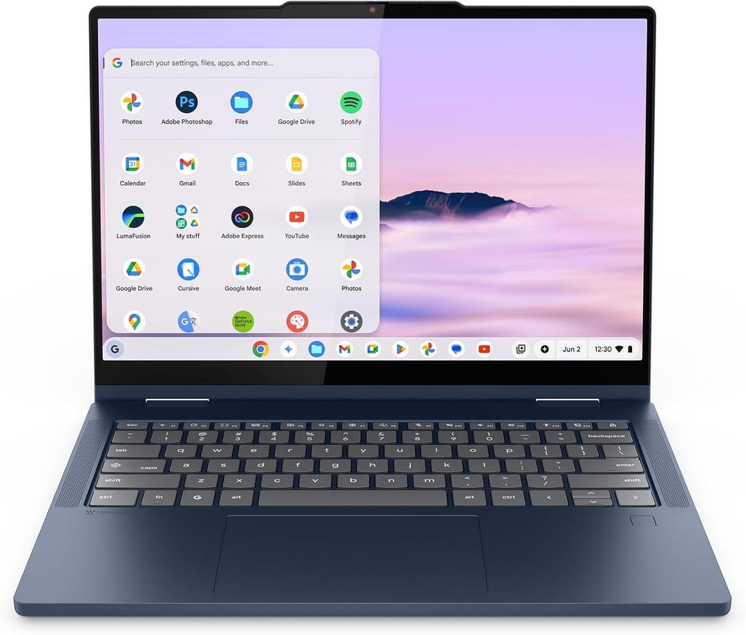 Lenovo Chromebook Plus 2-in-1 - Lightweight Laptop - Google Gemini - Intel N355 CPU - 14" WUXGA IPS Touchscreen Display - 8GB RAM - 256GB UFS Storage - Integrated Intel Graphics - Fingerprint reader