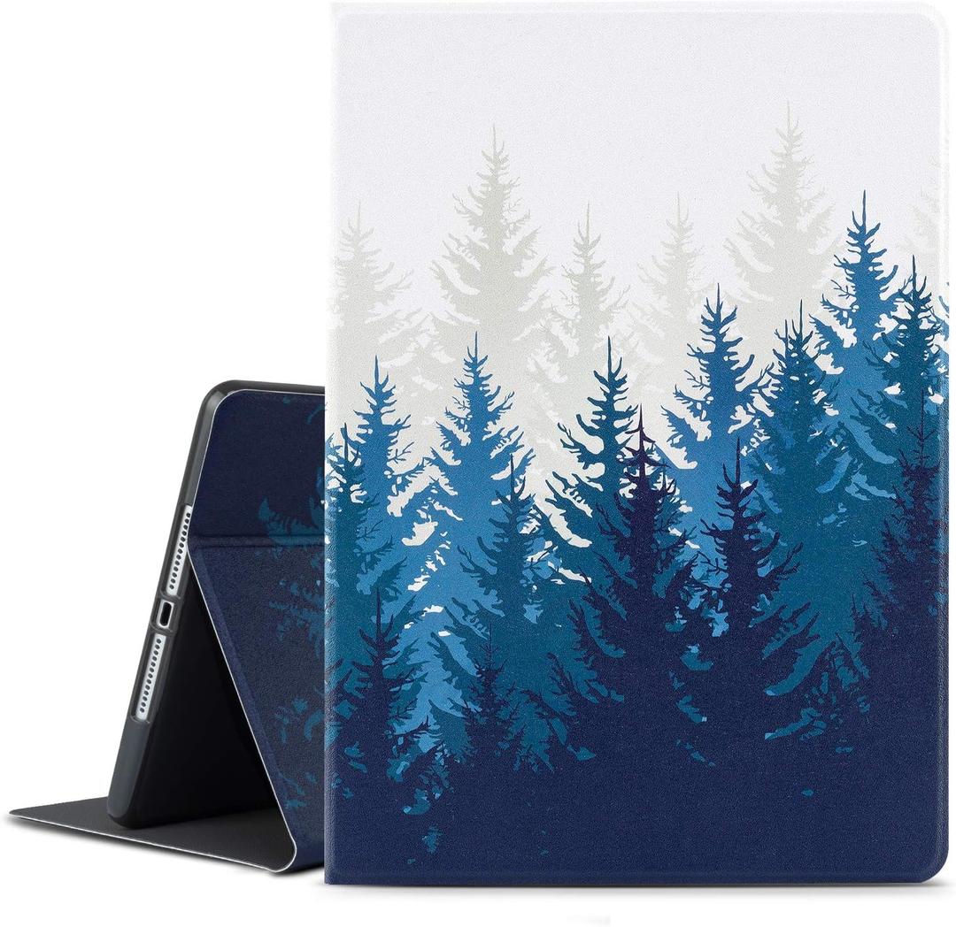 Vimorco for iPad 9.7 inch 2018/2017, for iPad Air 2/1, Soft TPU Back Cover, Bump Drop Resistance Folio Leather, Adjustable Stand Auto Wake/Sleep Smart Case (Forest) (No Pencil Holder Style, Green Woods)