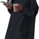 LYANER Women's Casual Shirt Dress Collar V Neck Button Down Loose Long Sleeve Mini Dresses (Medium, Black)