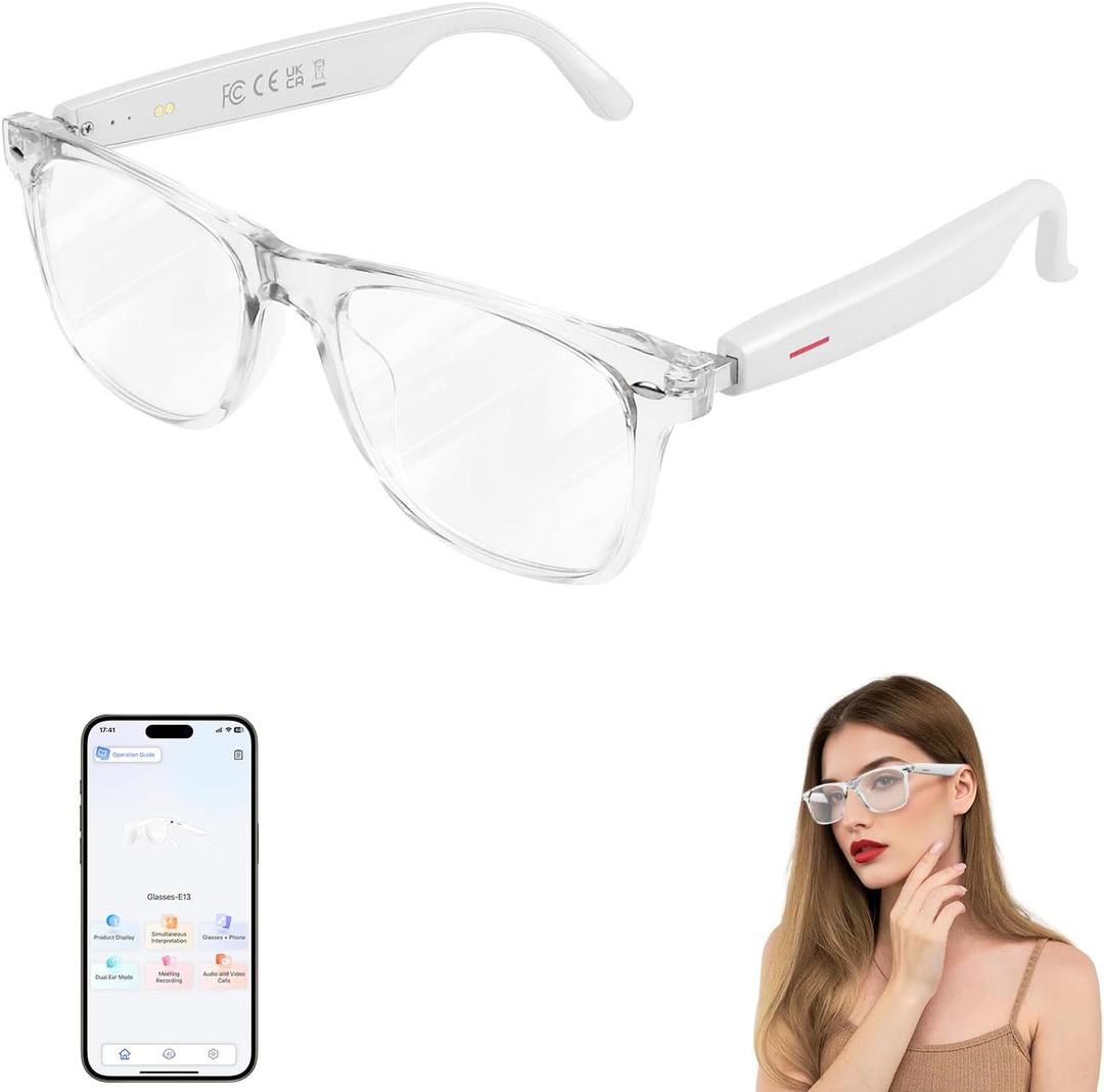 Smart Glasses, AI Bluetooth Glasses for Women/Men with 144 Language Instant Translation & Interpretation, Blue Light Filtering Photochromic Transition Lenses, Touch Control and Voice Control