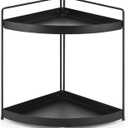 2 Tier Corner Shelf Rack Kitchen Counter Cabinet Bathroom Organizer Makeup Cosmetic countertop Organization and Storage Under Sink Organizers Perfume Trays for Dresser Black (2-Tier, Black)