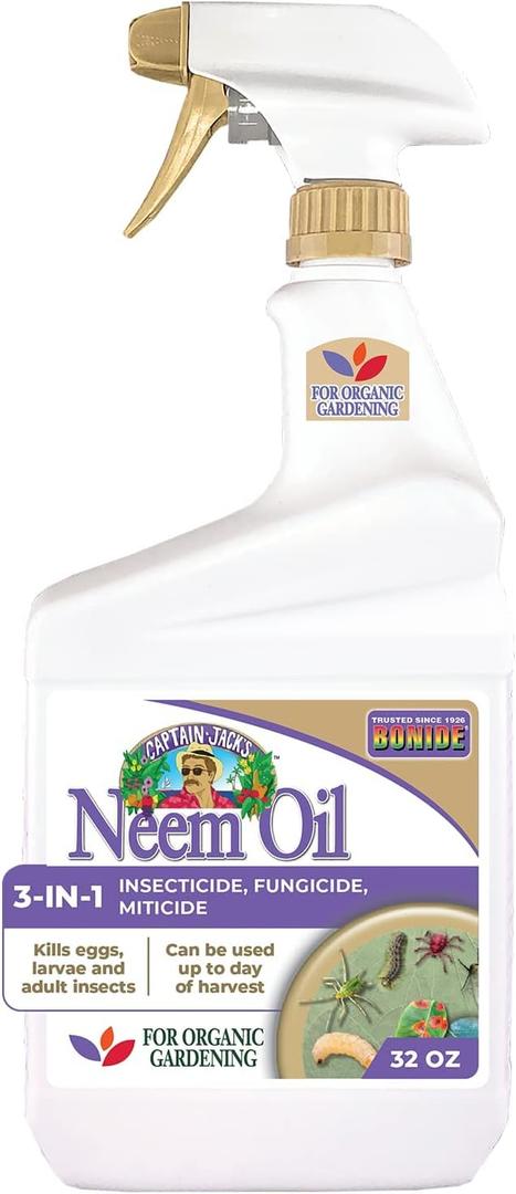 Bonide Captain Jack's Neem Oil, 32 oz Ready-to-Use Spray, Multi-Purpose Fungicide and Miticide for Organic Gardening