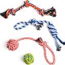 TwoEar Dog Rope Toy 4 Pack - Puppy Teething Toys for Small Breed - Indestructible Dog Chew Toys for Aggressive Chewers - Cotton Tug of War Dog Toys for Boredom, Teeth Clean