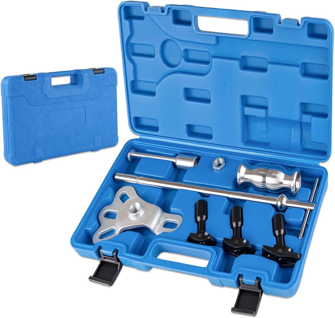 Rear Axle Bearing Puller Tool Kit & Slide Hammer Set, Heavy-Duty Axle Seal & Bearing Remover with Slide Hammer Yoke, 3 Adapters (1-1/4" to 2-7/8" IDs), Premium Automotive Repair Tool