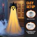 JOYIN 1Pack 47'' Halloween Decorations Outdoor Standing Ghost, Light Up Spooky Ghost with Witch Hat & Remote Control, Glowing Halloween Decor for Yard Porch Lawn Garden Party Supplies Haunted House
