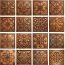 24PCS Removable Self Adhesive Tile Sticker Peel and Stick Backsplash PVC Art Wall Tiles Decal for Kitchen Bathroom Decor 5.91 x 5.91 inch,Brown (Hzw-las-06)
