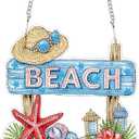 Bimkole Beach Diamond Art Hanging Kit for Adult, DIY 5D Diamond Painting Starfish Window Pendant, Acrylic Crystal Art Hanging Ornament Home Wall Garden Front Door Sign Outdoor Decor 7.8x7.8 Inch