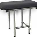 Seachrome 18" x 15" Black Padded Cushion Folding Wall Mount Bench Shower Seat with Legs, ADA Compliant