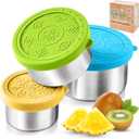 Everusely - Stainless Steel Food Containers - 3 Pack, Summer - Lunch Box - Snack Containers for Office, Home Food Storage - Leakproof w/Silicone Lids - Dishwasher & Freezer Safe