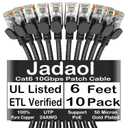 Jadaol Cat6 6ft 10 Pack Patch Cable, 10Gbps High-Speed Ethernet Patch Cables, Support Cat8/7 Network, 24AWG Pure Copper, RJ45 Gold-Plated Connectors, LAN Network Cable for Patch Panel to Switch, Black
