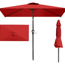 Patio Kingdom 6.5' x 10' Rectangular Patio Umbrella Large Outdoor Market Umbrella w/UV Protection, Push Button Tilt and Crank Lift, Rectangle Table Umbrella for Garden, Deck, Pool, Patio, Red