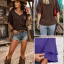 Sialois Womens Blouses Ruffle Sleeve Tops V Neck Shirts Dressy Casual Trendy Tee Spring Fall Summer Fashion Work Clothes (Brown, XL)