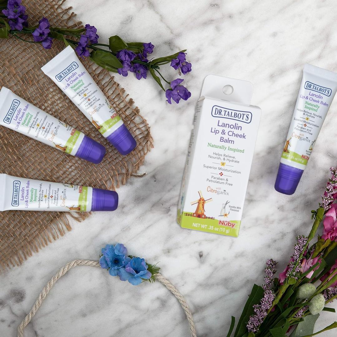 Dr. Talbot's Lanolin Lip & Cheek Balm for Baby, Naturally Inspired with Citroganix, Vanilla Milk Flavor, 4 Pack (0.35 Ounce (Pack of 4))