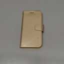 Arae Compatible with iPhone 12 Case and iPhone 12 Pro Case Wallet Flip Cover with Card Holder and Wrist Strap - Champagne Gold